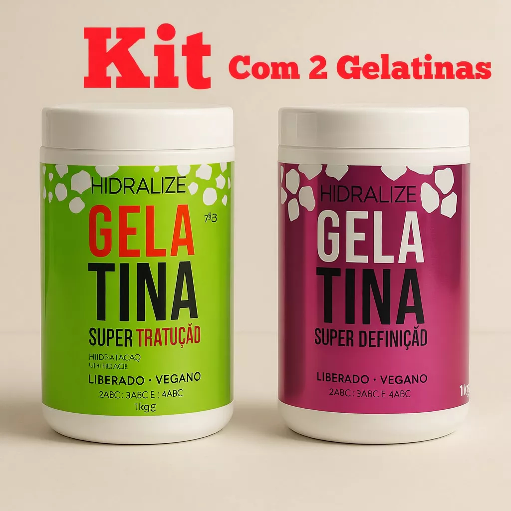 Kit Com 2 Gelatinas - Cachos perfeitos Hidratação/Nutrição 1Kg - Hidraliza