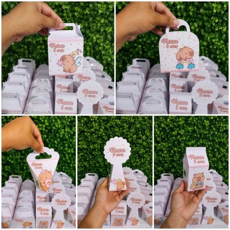 Caixinhas personalizadas capivara cute (pegue e monte), lembrancinha para festa infantil, aniversário