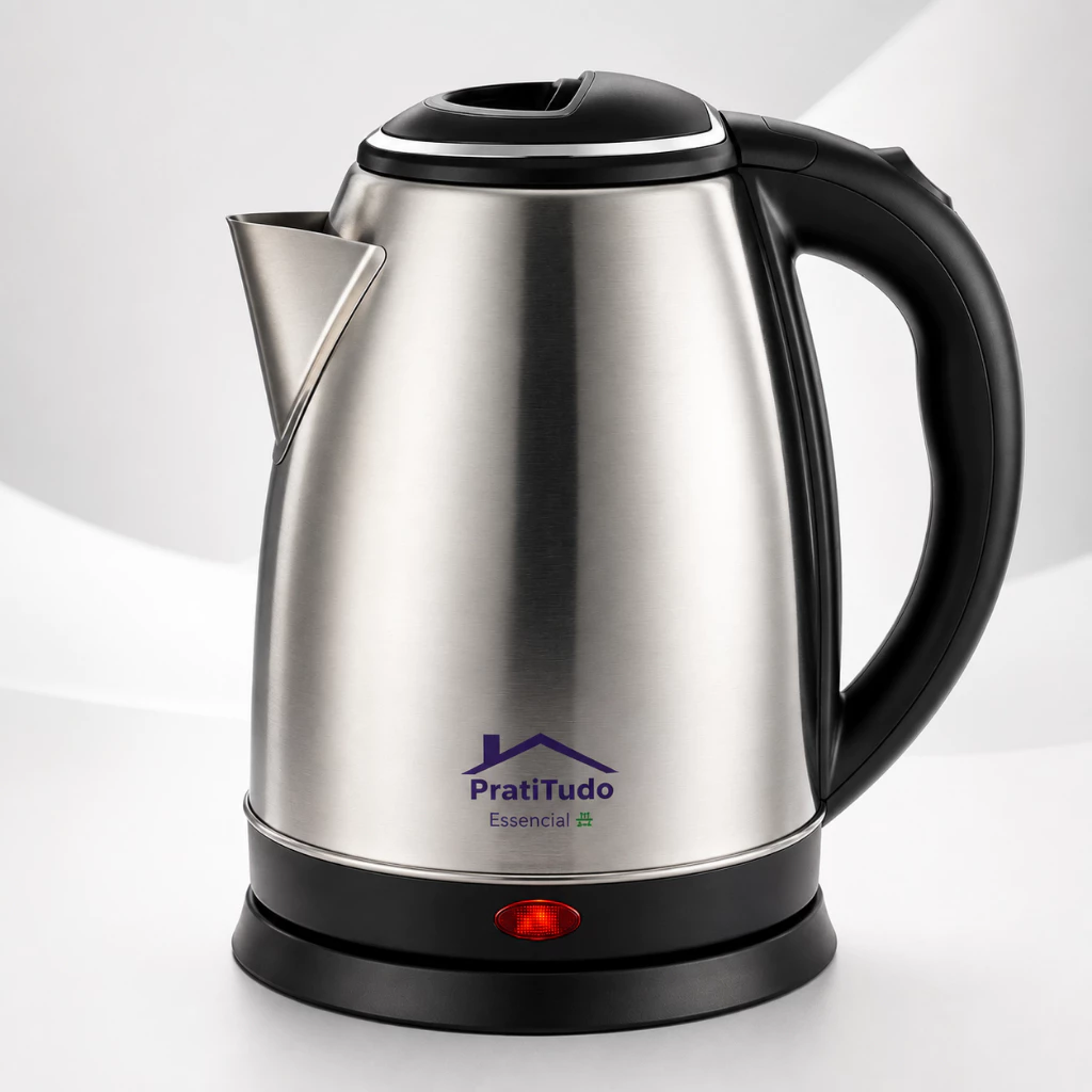 Chaleira Elétrica Inox 1,8L 1000W ou 1200W Desligamento Automático - Bule Jarra Cafeteira Elétrica Aquece Água Rápido — imagem 1
