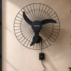 Ventilador De Parede 60 Cm Ventisol Ventilador Oscilante Preto Bivolt 3 Hélices Ventilador Turbo