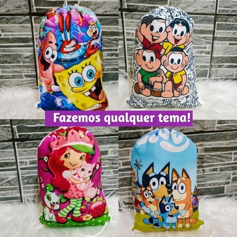 50 Mochilinhas Personalizadas - Qualquer Tema - Sacochila - Bolsa para Doces - Festa - Lembrancinha