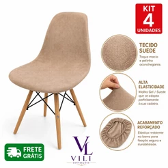 Capa Para Cadeira Eiffel Eames Veludo Suede Elásticada Ajustável Lavável Premium Luxo Várias Cores