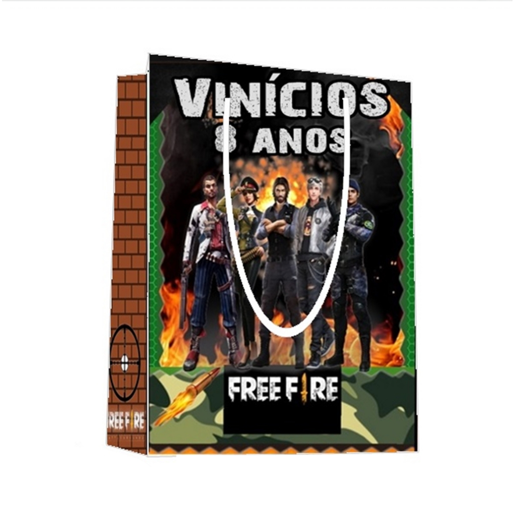 Sacolinha FreeFire Personalizada para Aniversário/ Lembrancinha Festa Infantil / Qualquer nome e idade