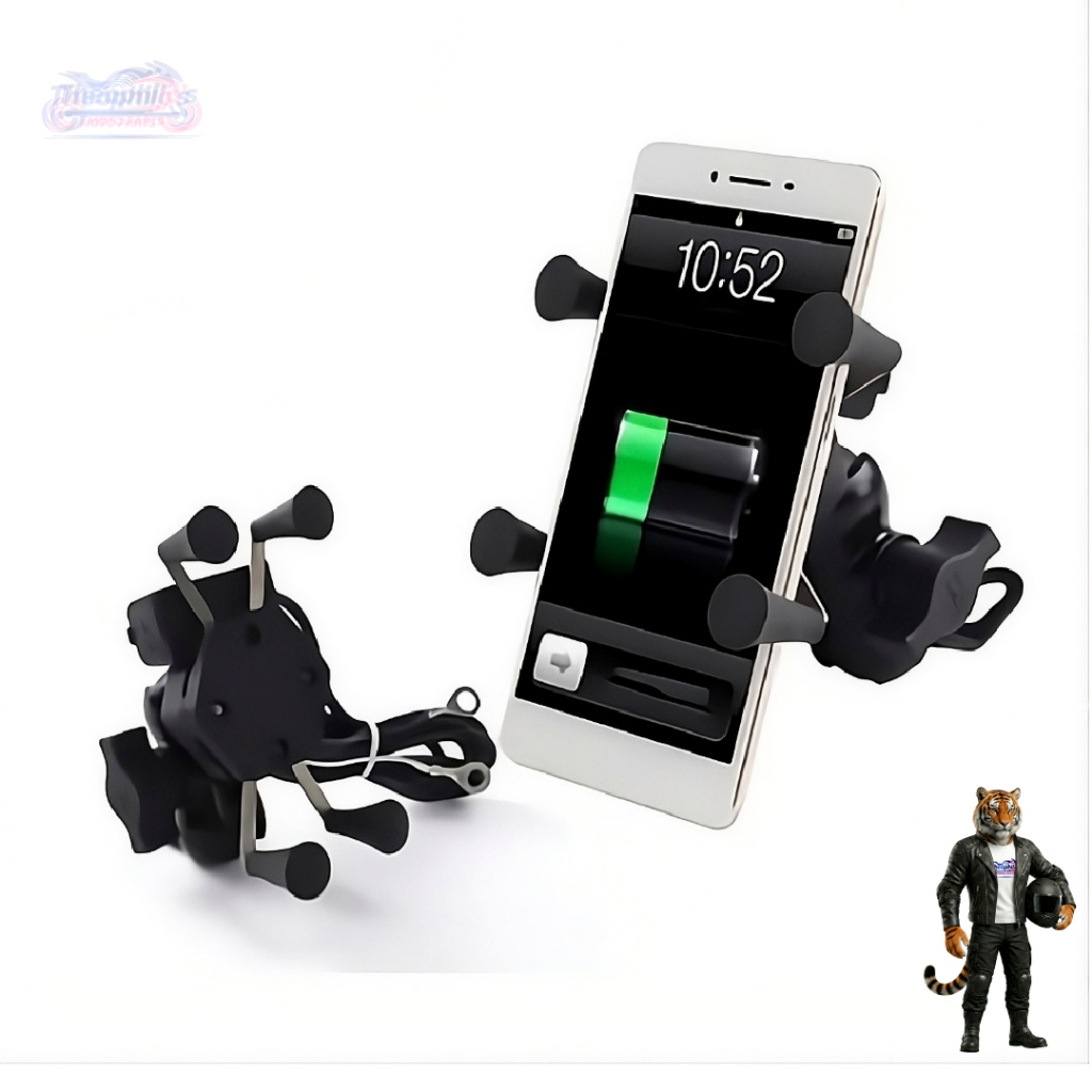 Suporte Garra Para Celular Moto Universal Com Carregador Usb De FERRO
