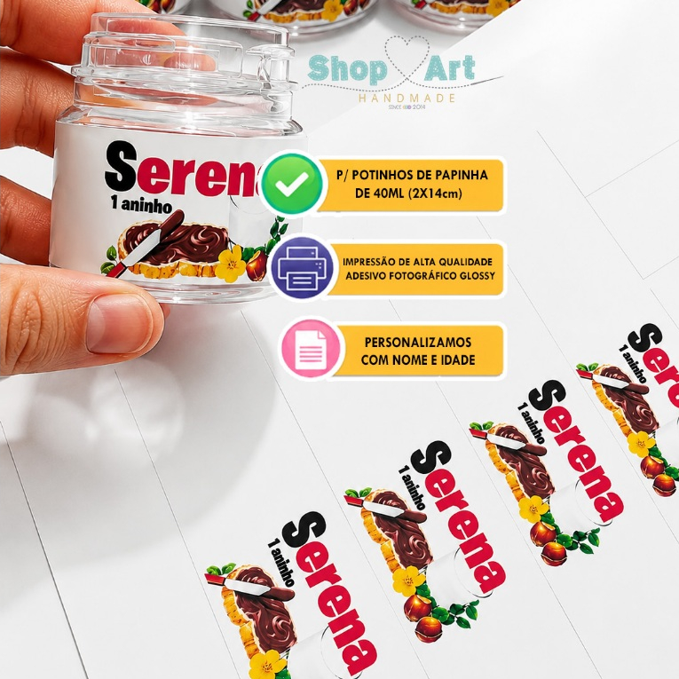Adesivos para mini pote de papinha 40ml Adesivo Personalizado Mini Nutella Lembrancinhas Festas Aniversários Chá de Bebê