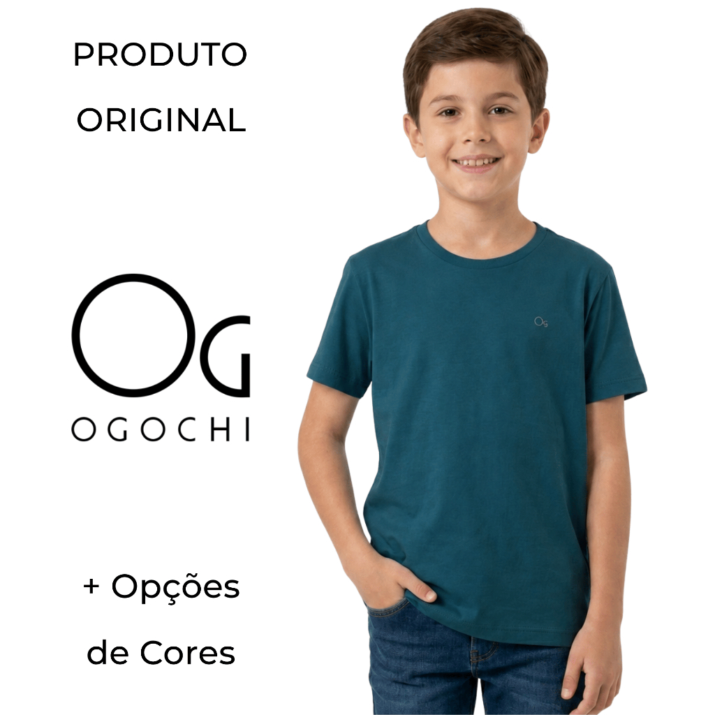 Camiseta Infantil OGOCHI 100% Algodão Colorida Moderna Casual Manga Curta