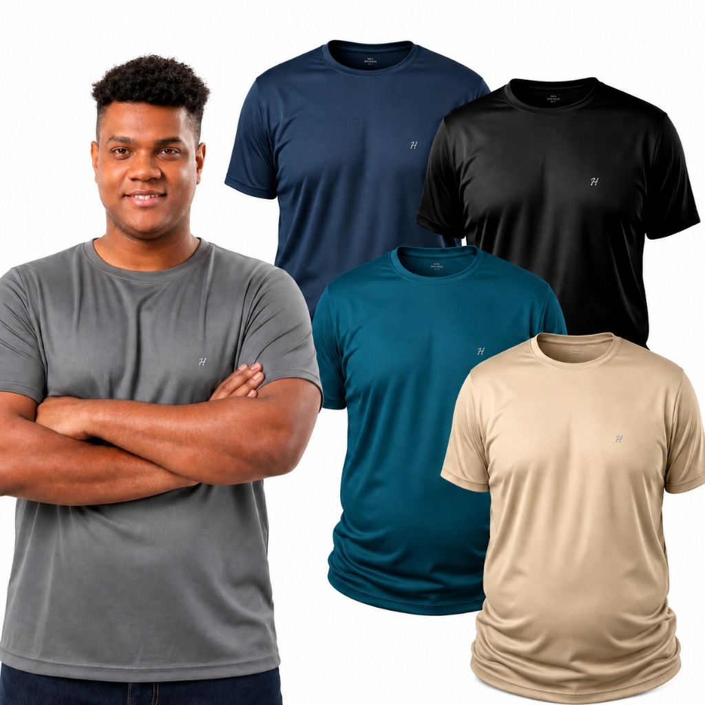 Camisa Time Fit Kit Com 4 Academia Treino Corrida Top