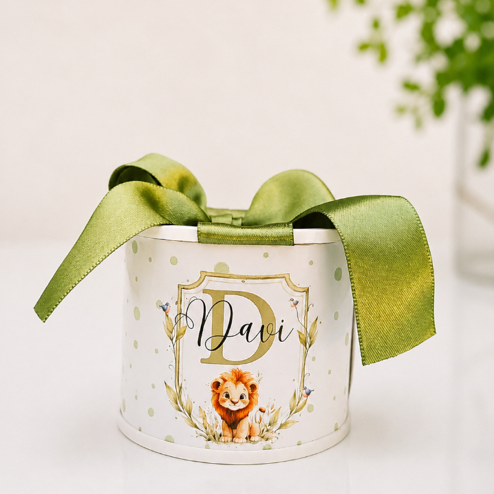 Kit Tubolatas personalizadas 5x6 LEÃOZINHO com TAG - Lembrancinha de maternidade / Batizado / Chá de bebê / Aniversário