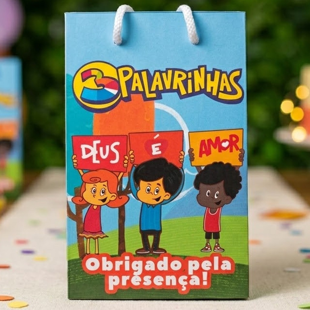 3 PALAVRINHAS-Sacolinha Festa Aniversário lembrancinha, mimo pegue-monte
