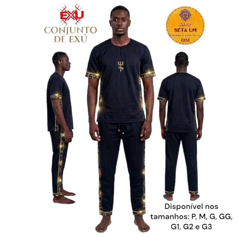 Conjunto de Exú Dourado Umbanda/Candomblé/Omolokô