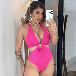 Body Maiô Feminino Biquini Engana Mamãe Decote Argola Com Bojo Premium
