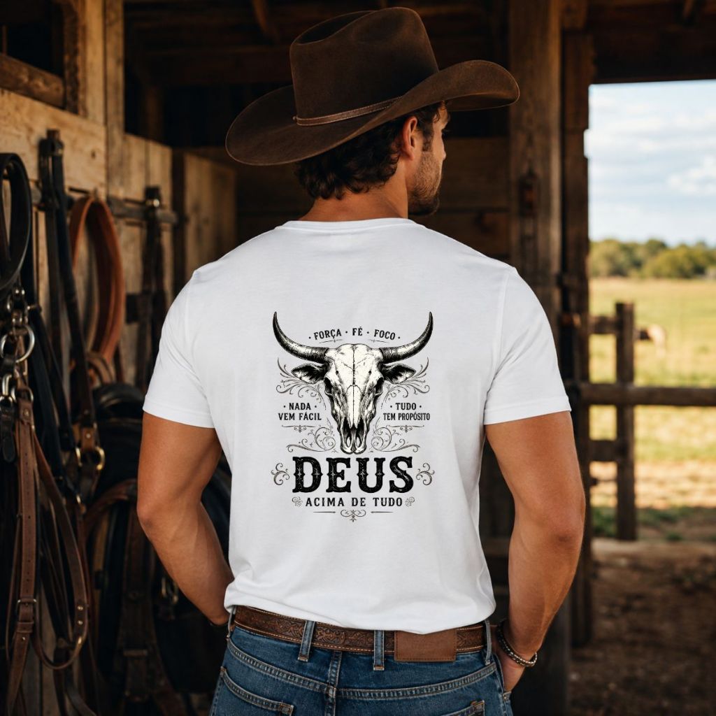 Camiseta Masculina Country Força Fé Foco country Camisa Unissex Estampada 100% Algodão Envio Imeadiato