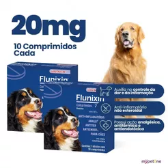 Kit 2 Flunixin 20mg Chemitec Anti-Inflamatório para Cães - 10 Comprimidos