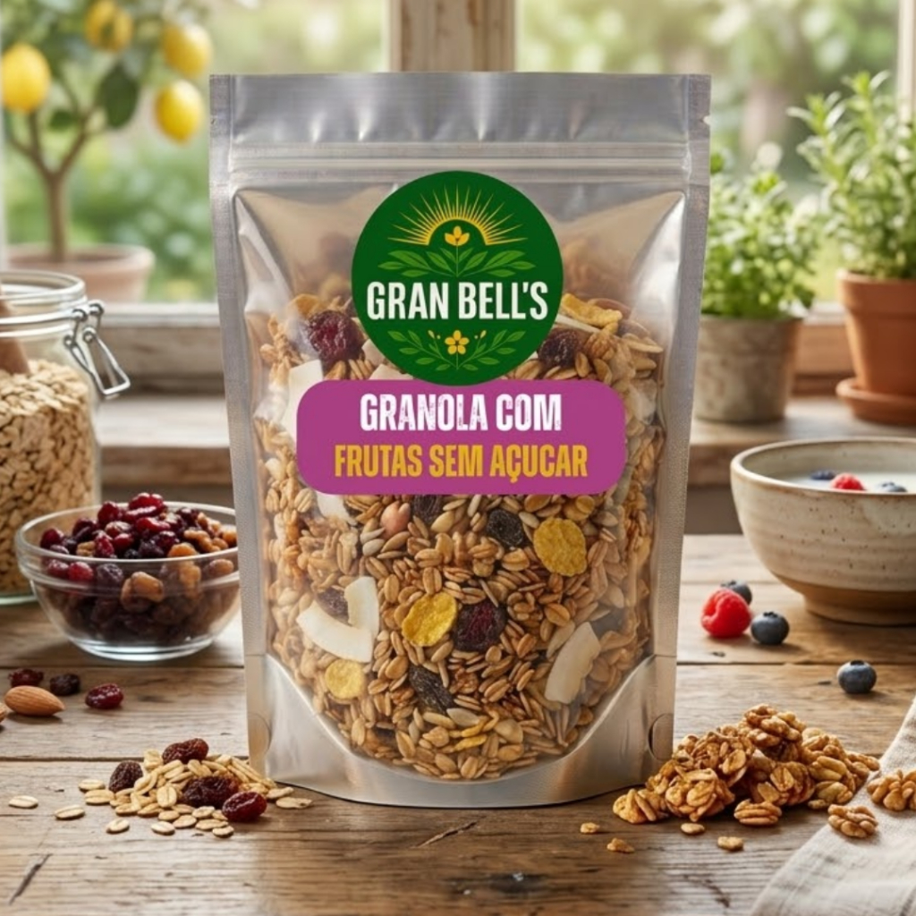 Granola Sem Açucar com Frutas GRAN BELL'S 300g Muito mais Sabor Deliciosa e Nutritiva mais Energia e Crocância