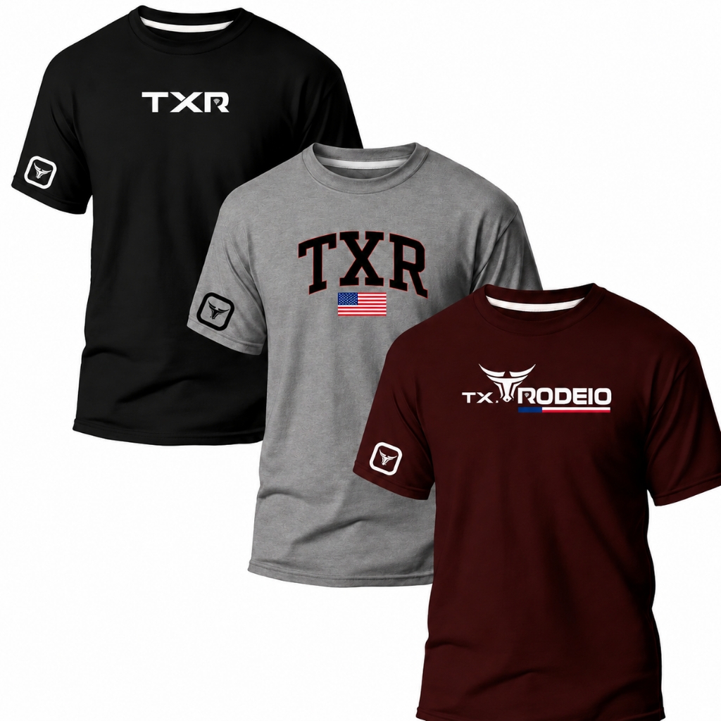 kit3 Camiseta Masculina Rodeio Texas Estilo Country Envio Imediato