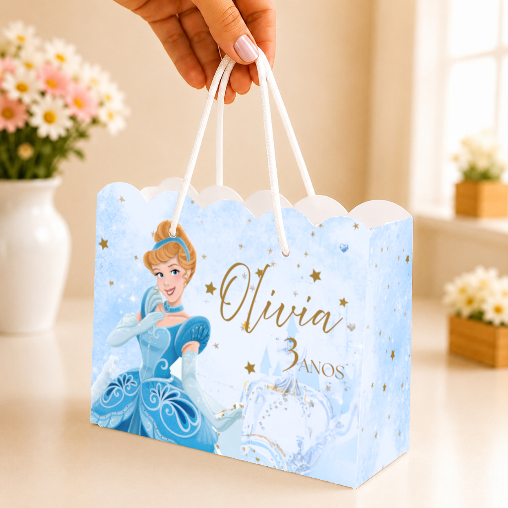 Sacolinha personalizada Cinderela - sacola personalizada para festa - lembrancinha de aniversário