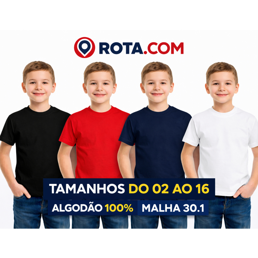 Camiseta infantil Lisa 100% algodão, Camisa infantil Lisa 100% algodão, Camisa Básica, camiseta