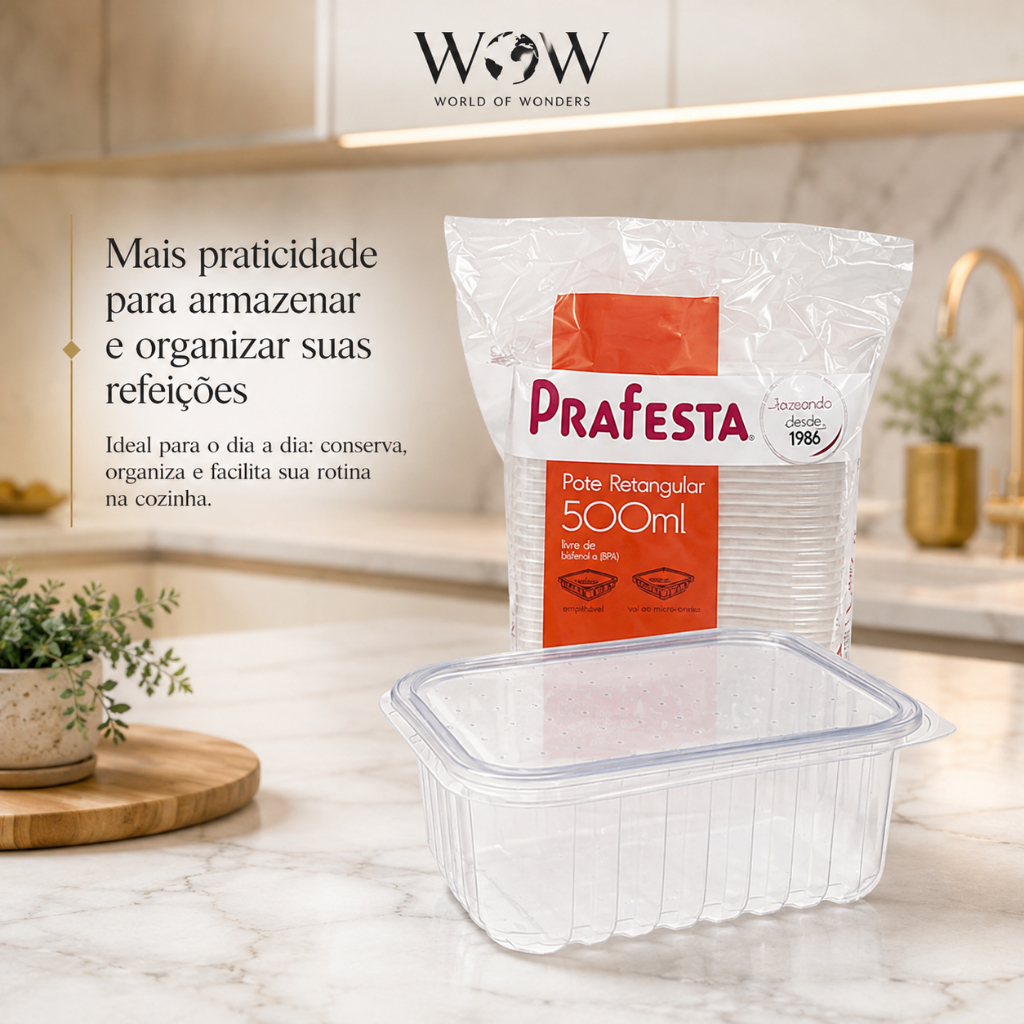 Kit 144 Pote Descartável 500ml Freezer Microondas Marmita — imagem 2 de 2