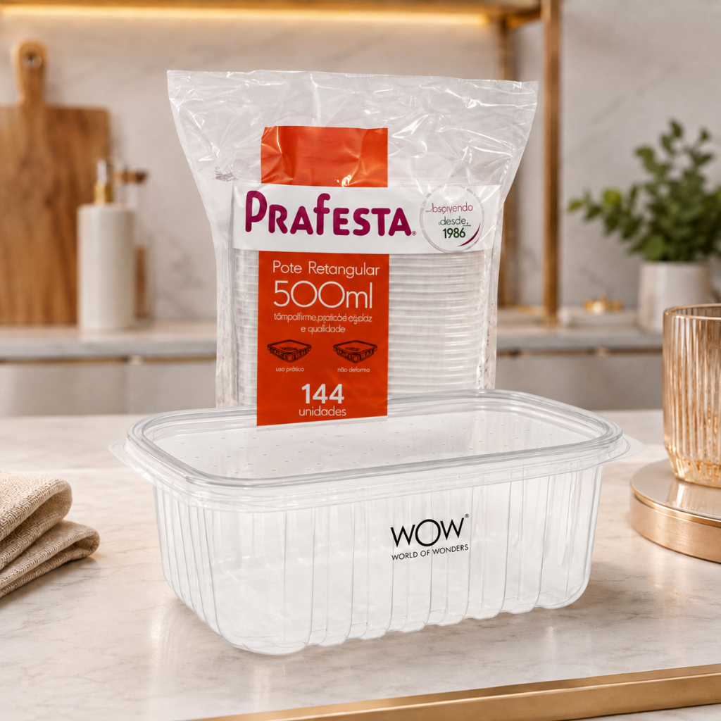 Kit 144 Pote Descartável 500ml Freezer Microondas Marmita