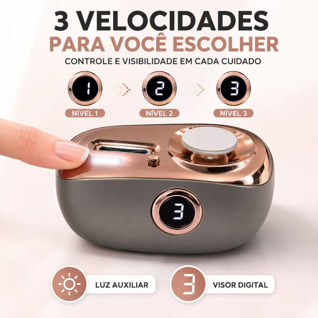 Cortador de Unha Elétrico 2 em 1 Aparador e Lixa Automática Recarregável USB com Luz LED e Visor Digital — imagem 2 de 2