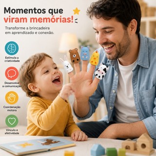 Kit Dedoches Divertidos Animaizinhos Fantoche de Dedo Infantil
