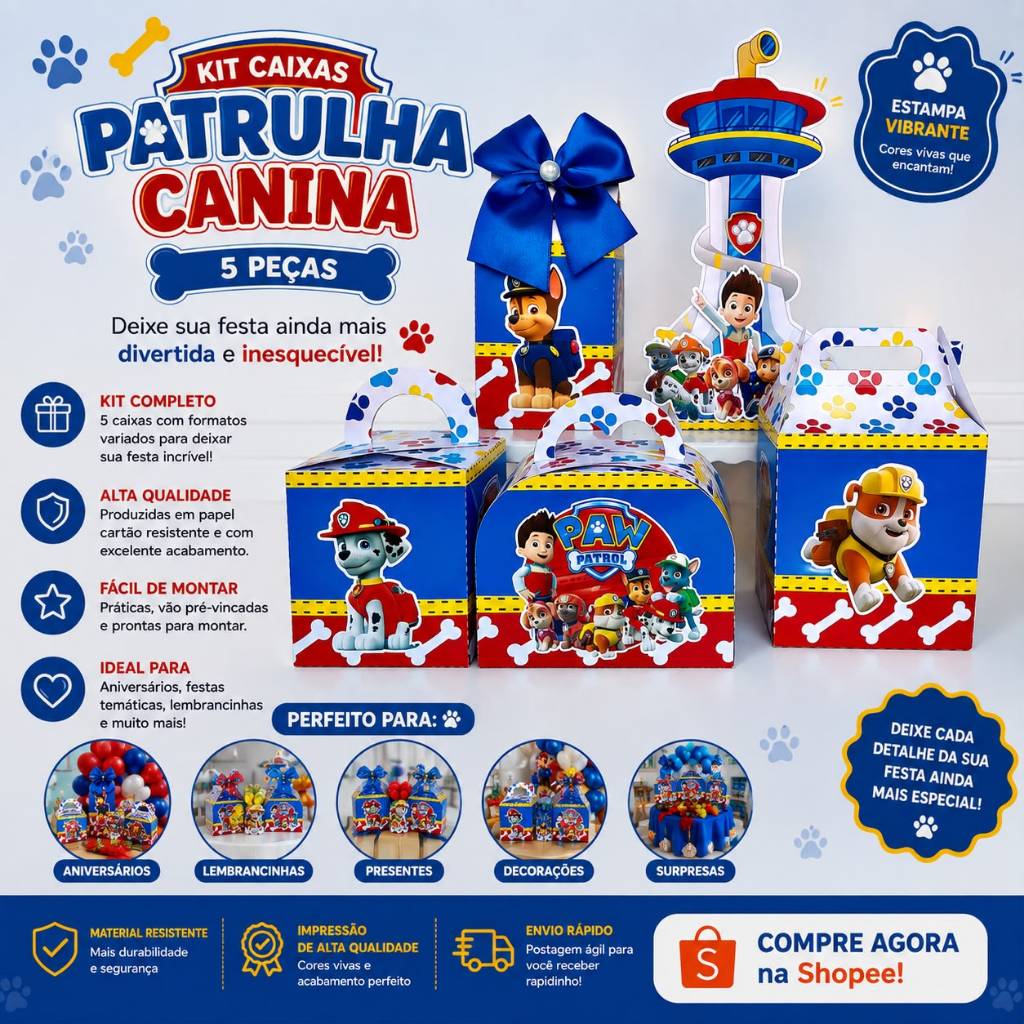 kit festa personalizado patrulha canina caixinha lembrancinha mimo para festa
