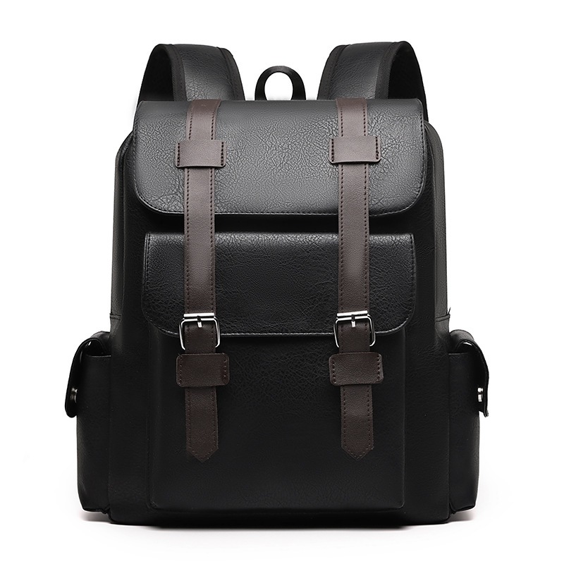 Mochila Masculina Executiva Vintage Couro PU para Notebook Grande Capacidade Trabalho Viagem Casual