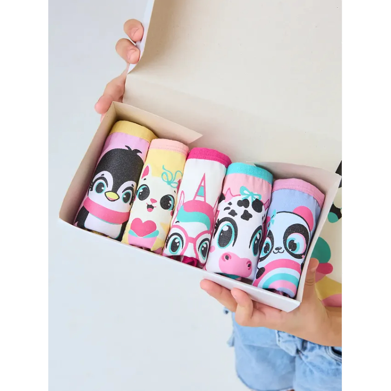 Kit 5 Calcinhas Infantis Calçola Algodão Menina Estampadas Divertidas Confortável