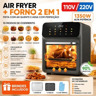 Fritadeira Air Fryer Forno 12L Sem Óleo Painel Touch Visível 12 Funções 110V/220V Envio de São Paulo