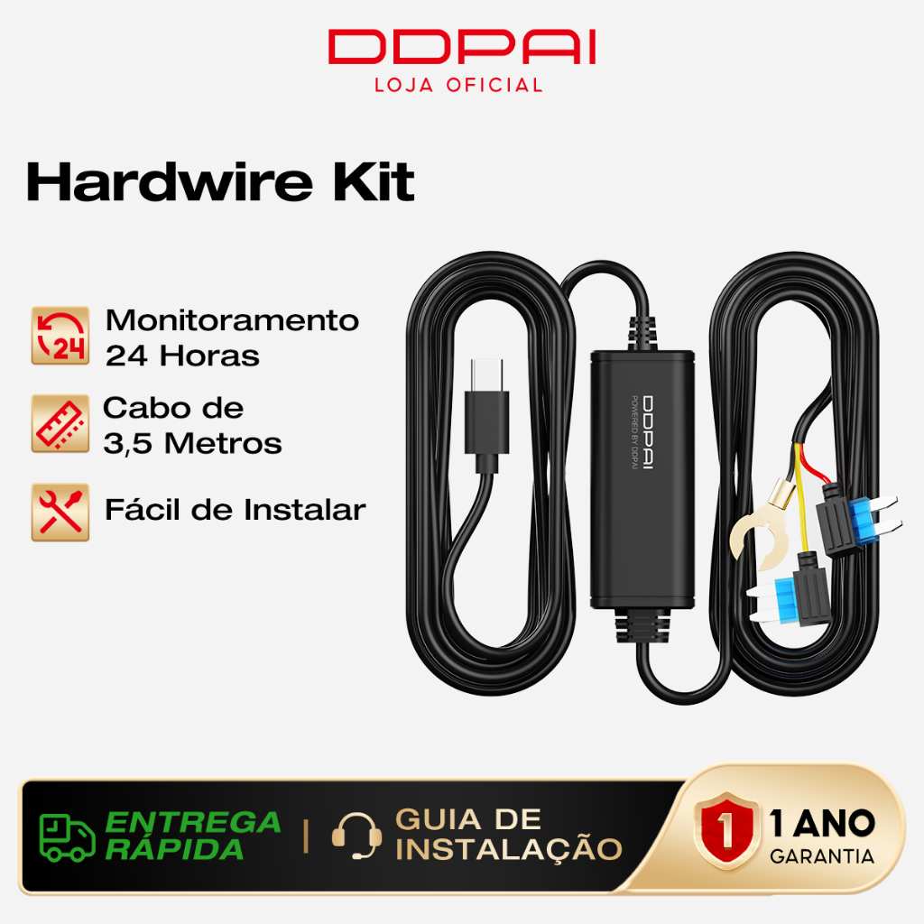DDPAI Hardwire Kit monitoramento de estacionamento 24 horas Para Câmera Veicular