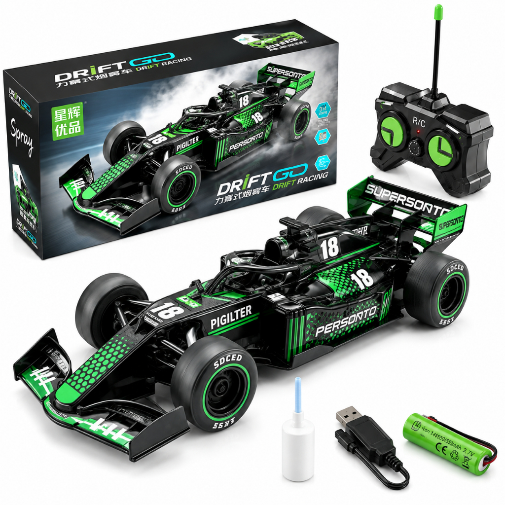 Brinquedo Carrinho Formula 1 Corrida Controle Remoto Recarregavel Solta Fumaça