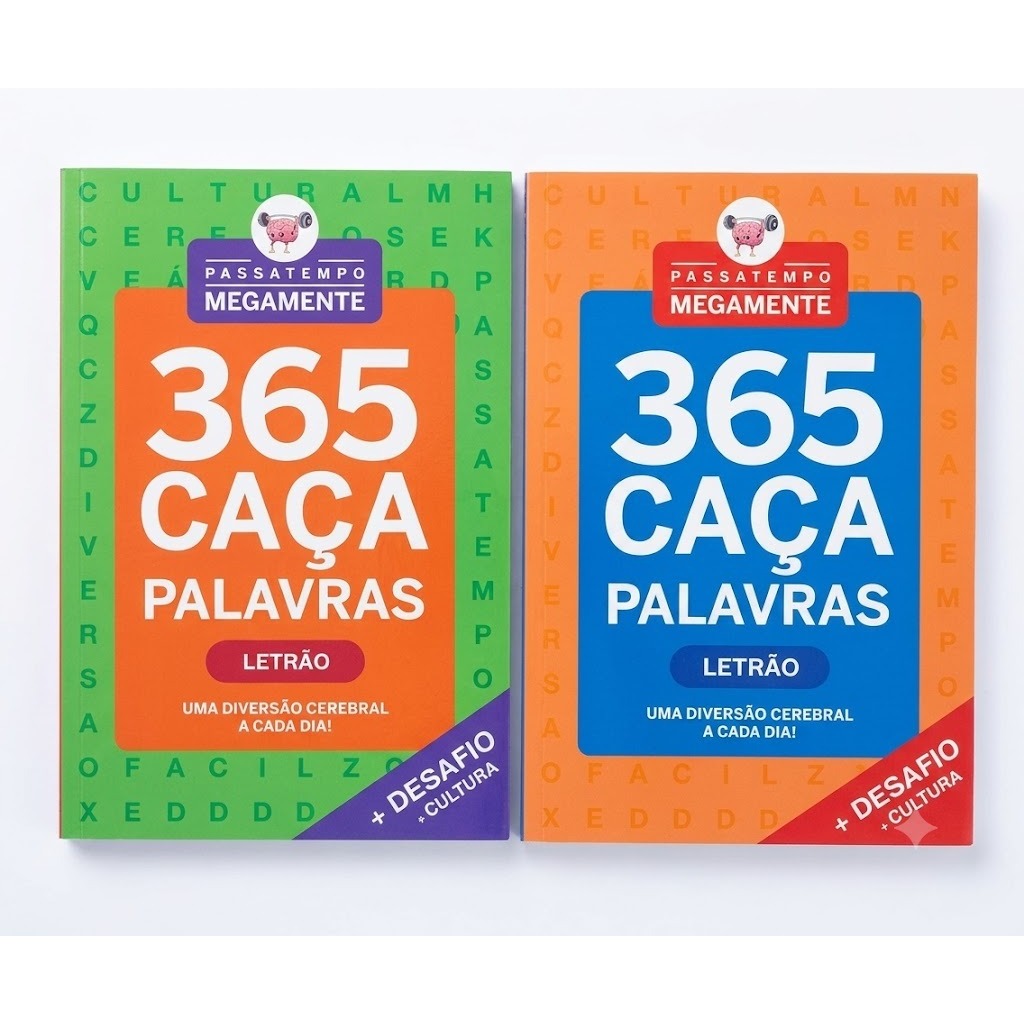 Kit c/ 2 Passatempo Megamente 365 Caça-Palavras Letrão - Letras Grandes