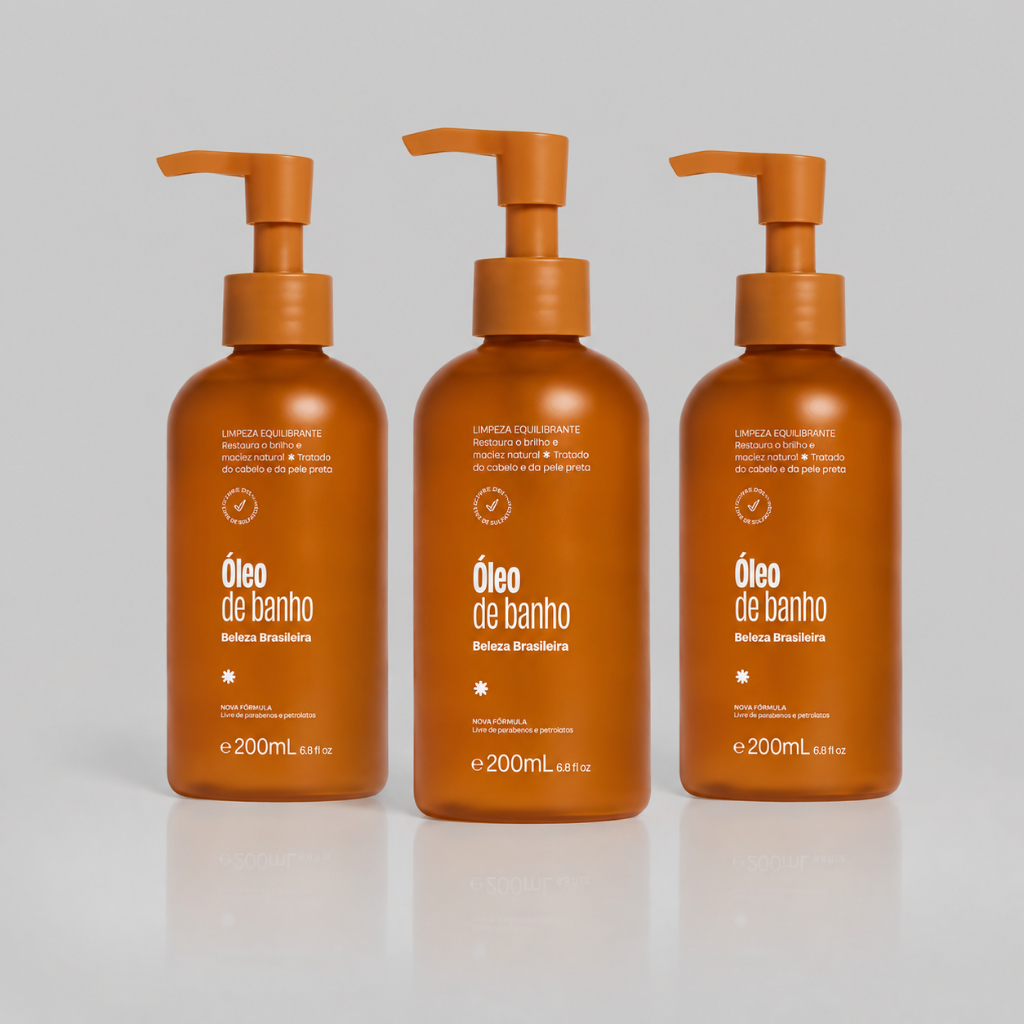 Kit 3 Óleos de Banho Hidratante Corporal 200ml Rosa Mosqueta Vitamina E Nutrição Intensa Beleza Brasileira