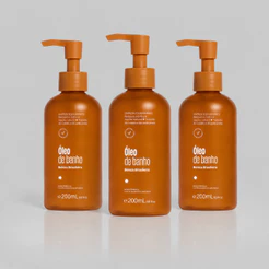 Kit 3 Óleos de Banho Hidratante Corporal 200ml Rosa Mosqueta Vitamina E Nutrição Intensa Beleza Brasileira