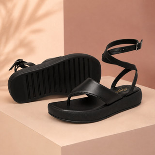 Sandália de Dedo Feminina Plataforma flatform Sola Robusta Conforto