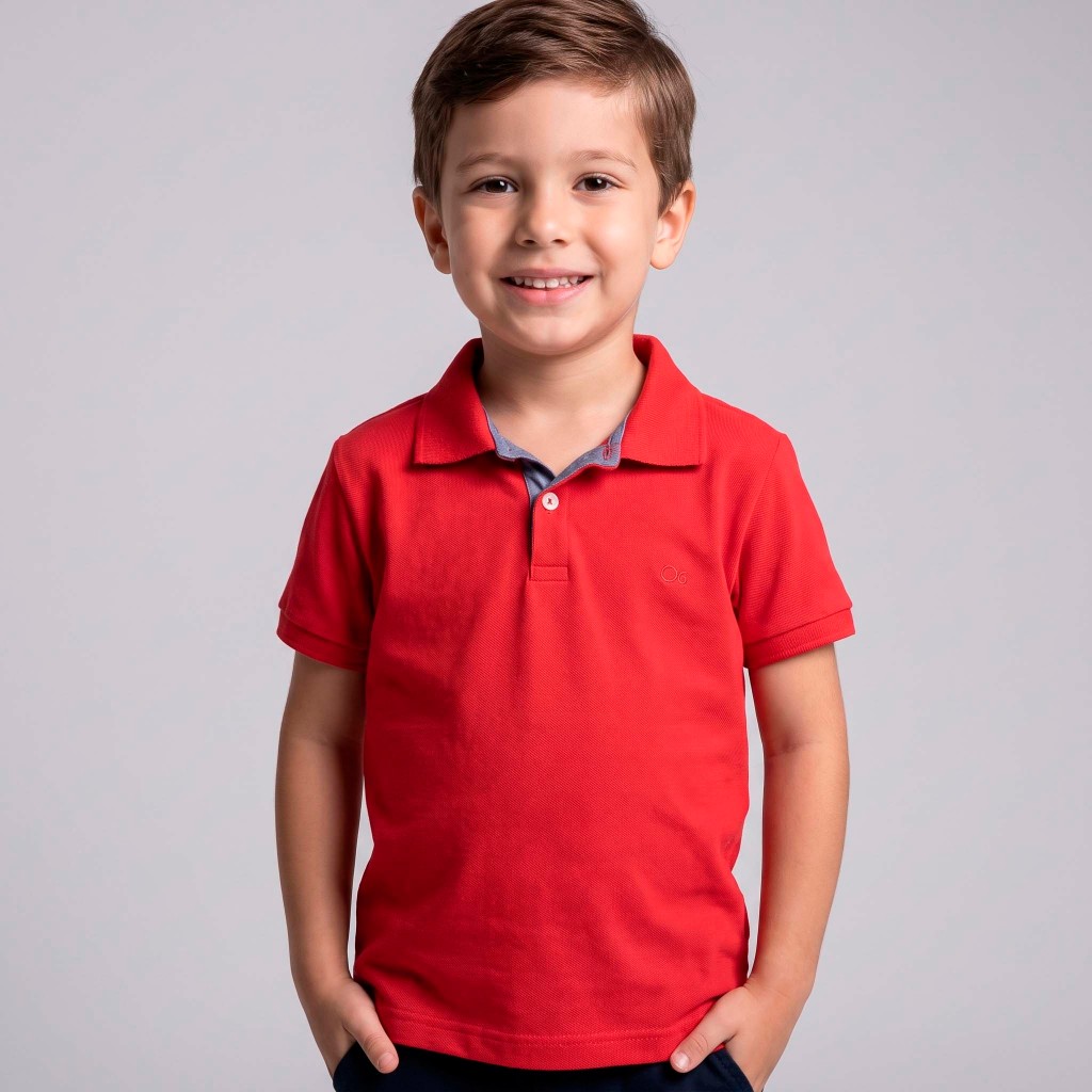 Camisa Polo Infantil Ogochi Masculina Original 100% Algodão Cores Lisas Basica