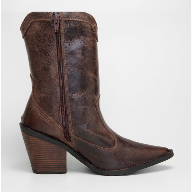 Bota Feminina Texana Couro Legitimo Premium Western Cano Médio Bordada Estilo Country Ultra Confortável Montaria Premium — imagem 2 de 2
