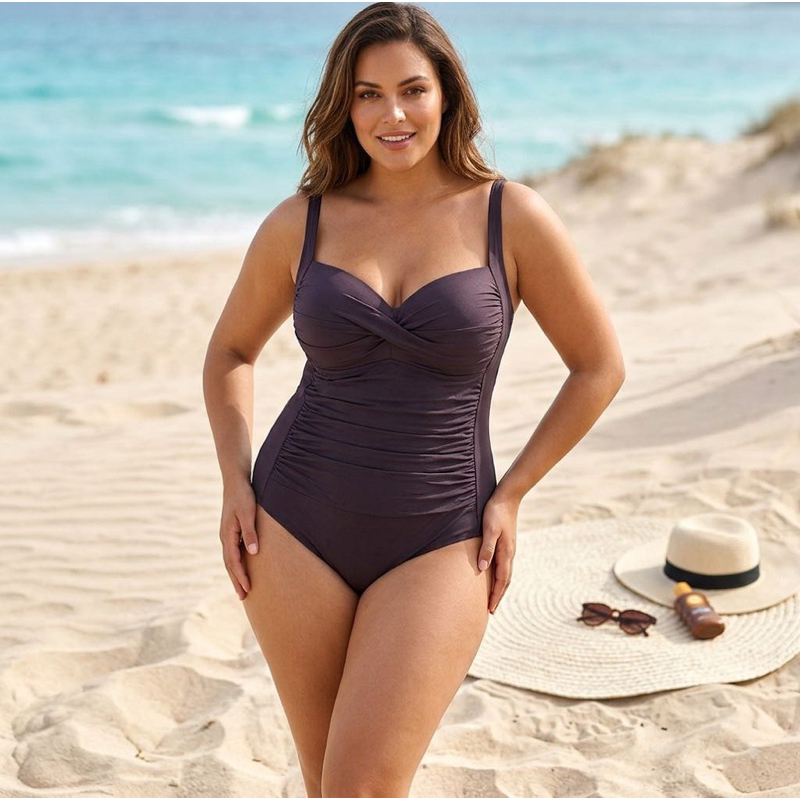 Maiô Feminino Plus Size Modelador com Bojo e Decote transpassada Body Praia Piscina Moda Praia Plus  xx01