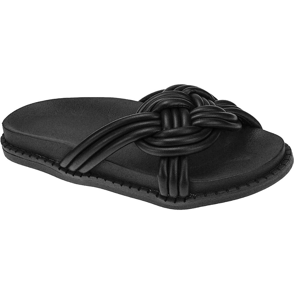 Sandália Feminina Papete Rasteira Chinelo Social Slide Enfeite Nó Confortável Moda Verão Tendencia