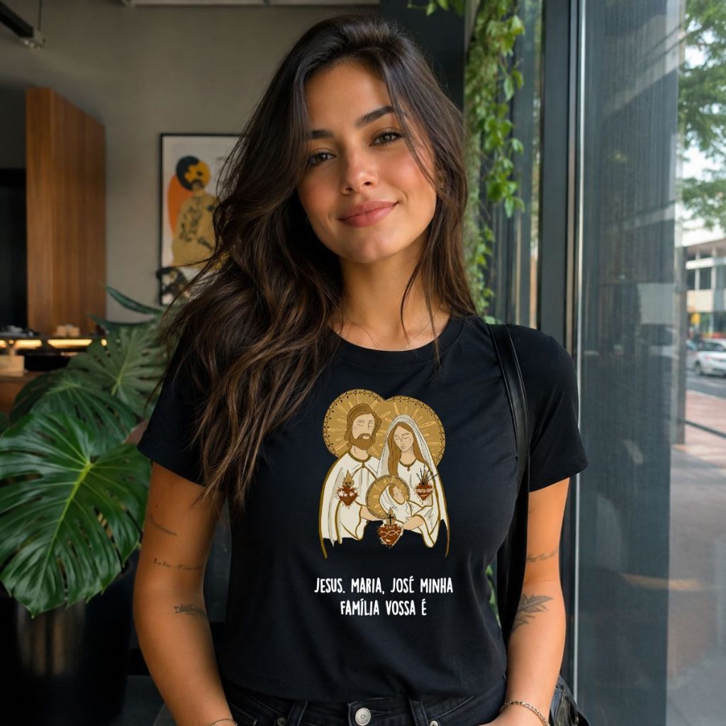 Camiseta Católica Feminina 100% Algodão Estampada Tecido Leve Confortável Casual Unissex Tendência Envio Imedito