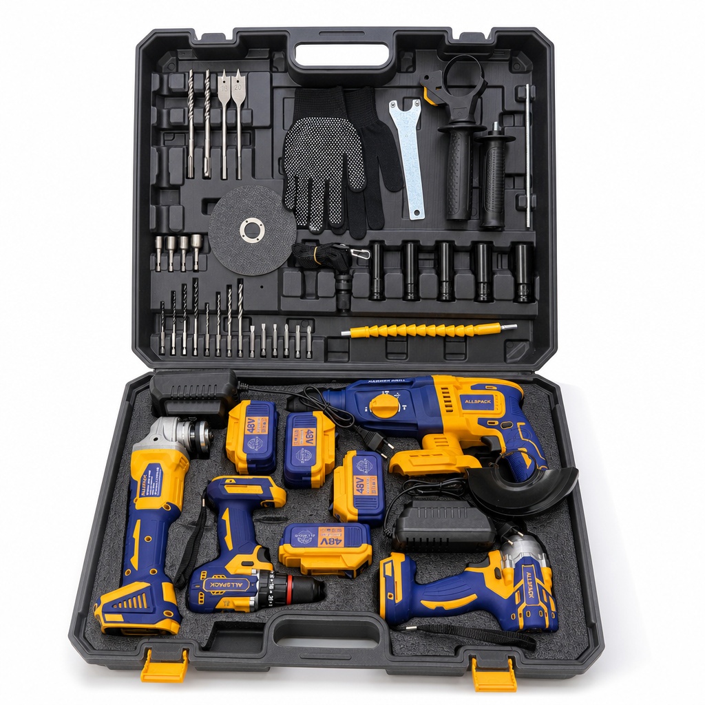 Kit Ferramentas 4 em 1 Com 4 Baterias e 2 Carregadorores 48V ALLSPACK
