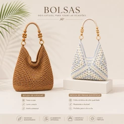 Bolsa De Praia Crochê Feminina Verão De Ombro Detalhe Na Alça Sofisticada Versátil