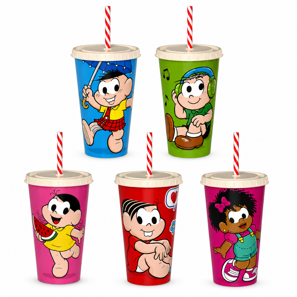 Copo Com Canudo Turma da Mônica Sortido 500ml