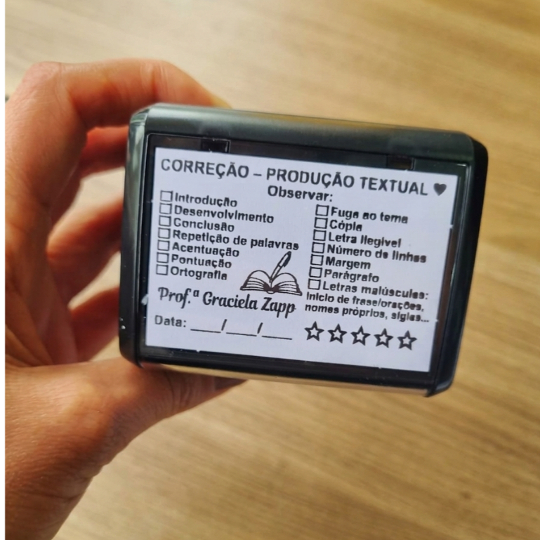 Carimbo Automático Grande para Professor – Correção de Produção de Texto