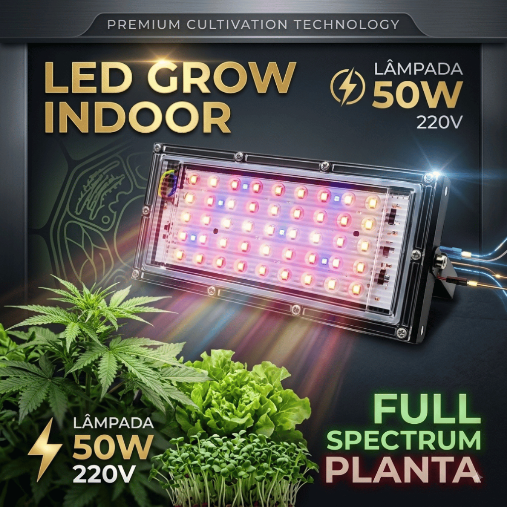 Lâmpada Grow LED Indoor 50w 220v Full Spectrum para Plantas Cultivo