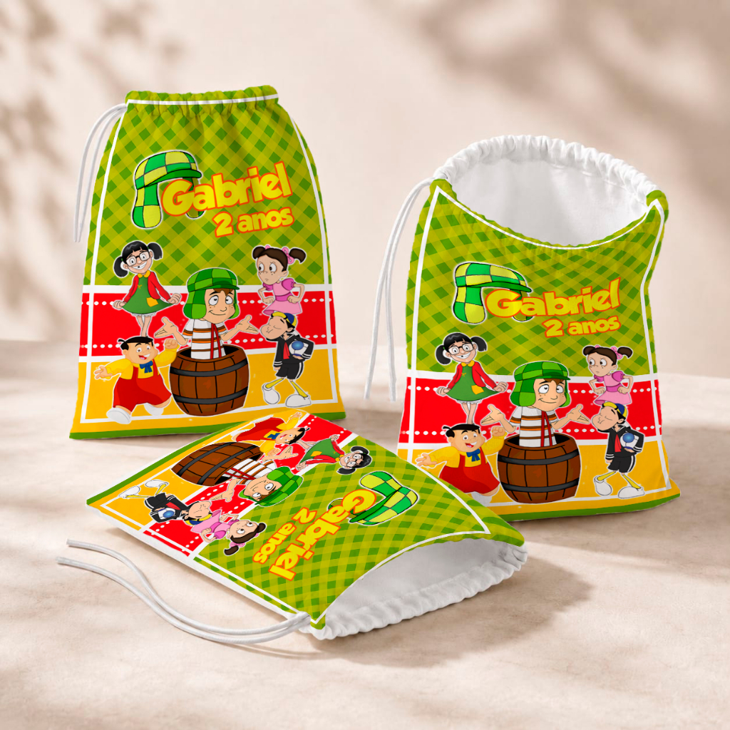 20 Sacolinhas Personalizada Festa Infantil 18x26 Aniversário Lembrancinha Chaves M1