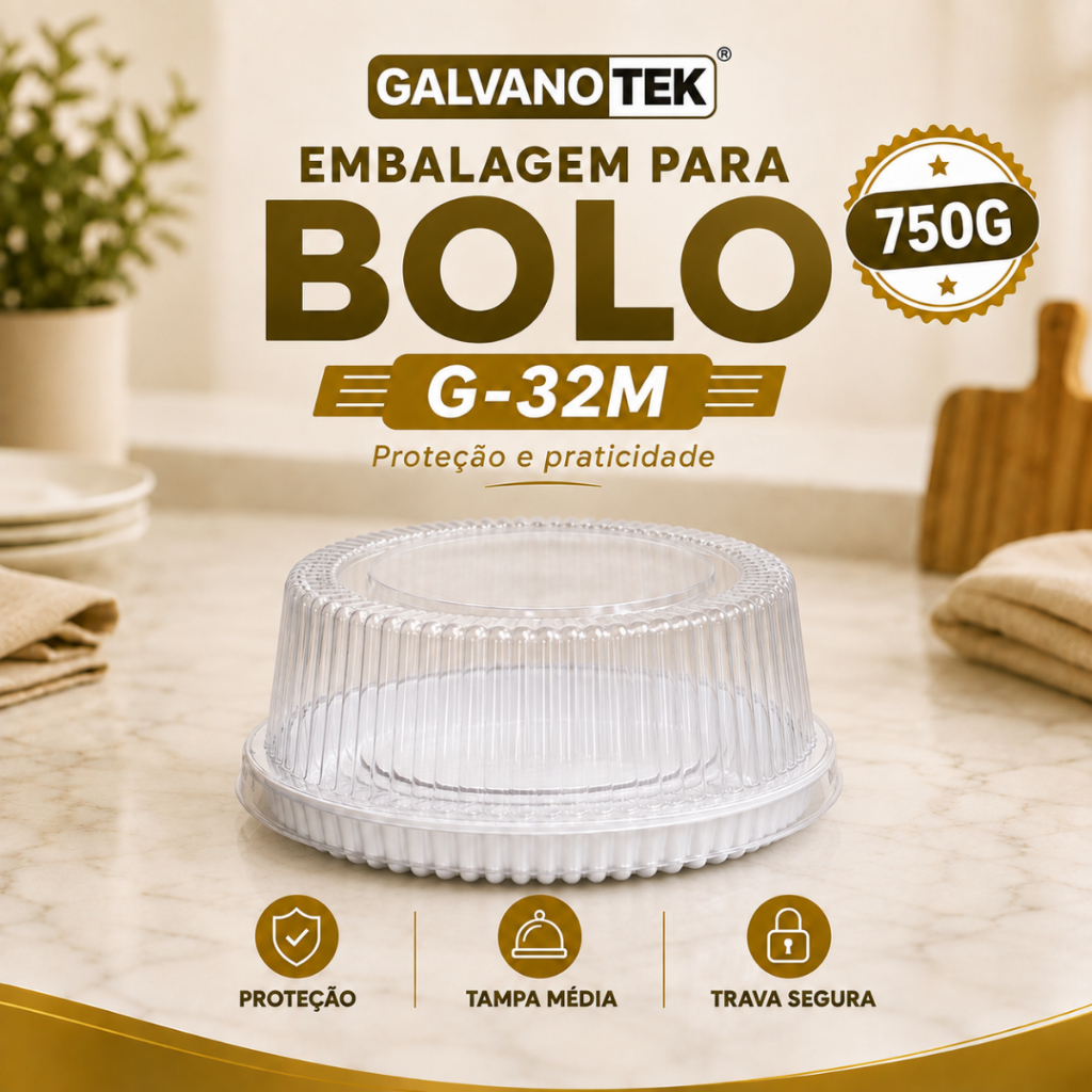 Embalagem para bolo torta e sobremesa com 25un Galvanotek G32M