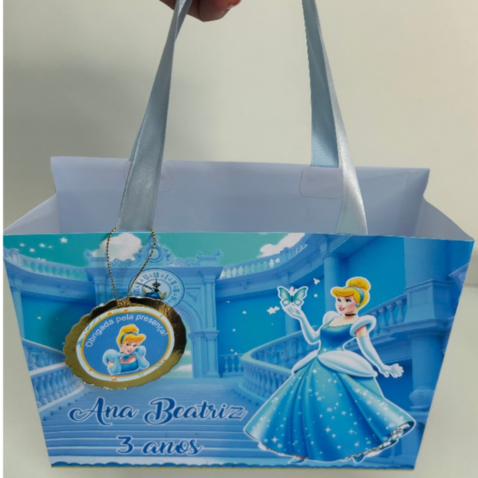 Sacolinha Personalizada Tema  Cinderela - Tam G - Lembrancinhas de festa de aniversario