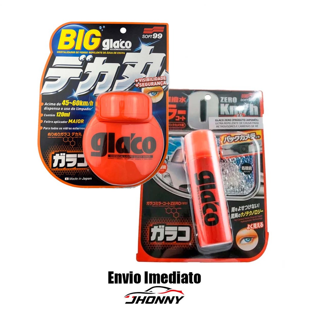 Kit Glaco Ultra Cristalizador de Vidros Hidrorrepelente Importado Até 1 Ano zero agua para parabrisa e retrovisor