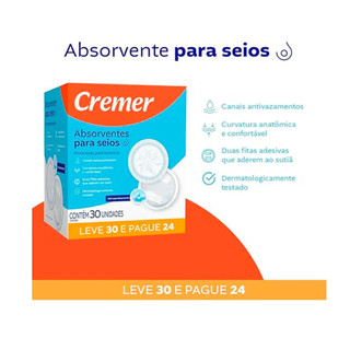 Absorvente Para Seios Cremer Descartável Amamentação Toque Suave Proteção Contra Vazamento
